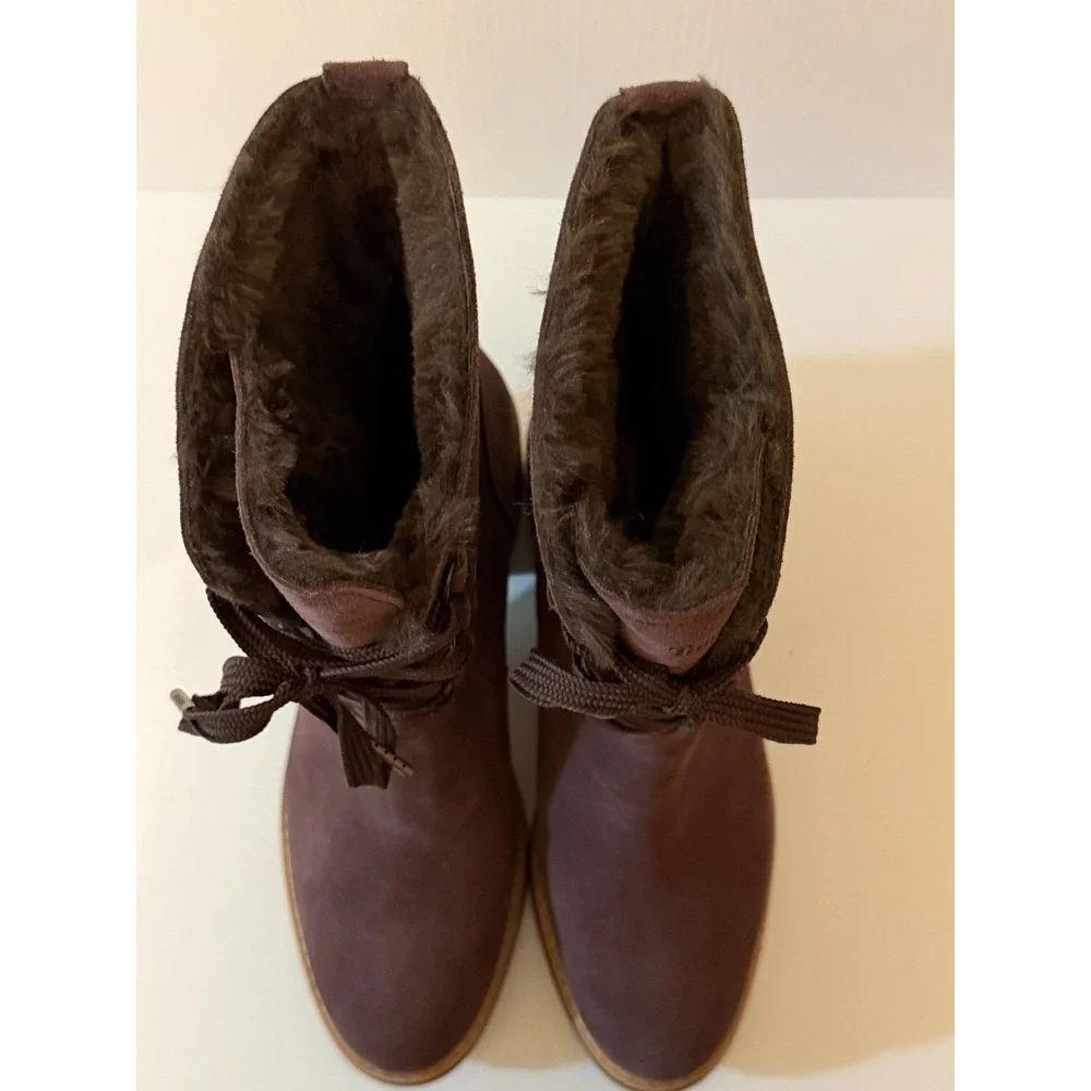 Timberland Sienna High Waterproof Faux Fur Mid Boots Size 9.5 Purple Suede Lace